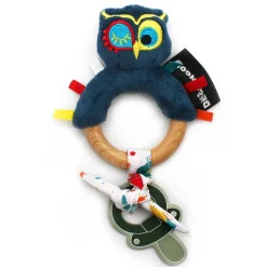 Anneau de dentition silicone et bois astros le hibou