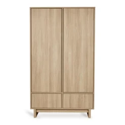 Armoire avec 2 portes battantes et 2 tiroirs kyo - honey ash