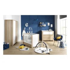 Armoire bébé 2 portes antonin version bois et blanc