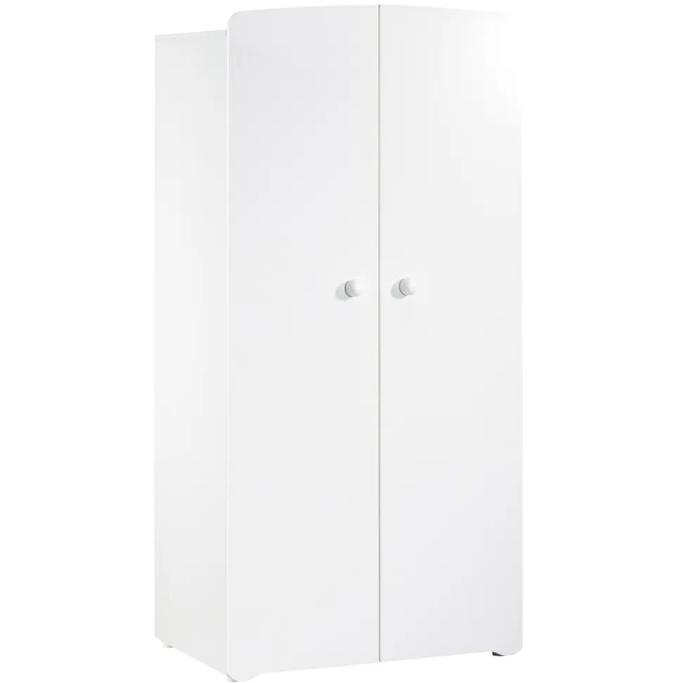 Armoire chambre bébé 2 portes boutons boule blanc