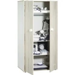 Armoire chambre bébé 2 porte smile hêtre cendré