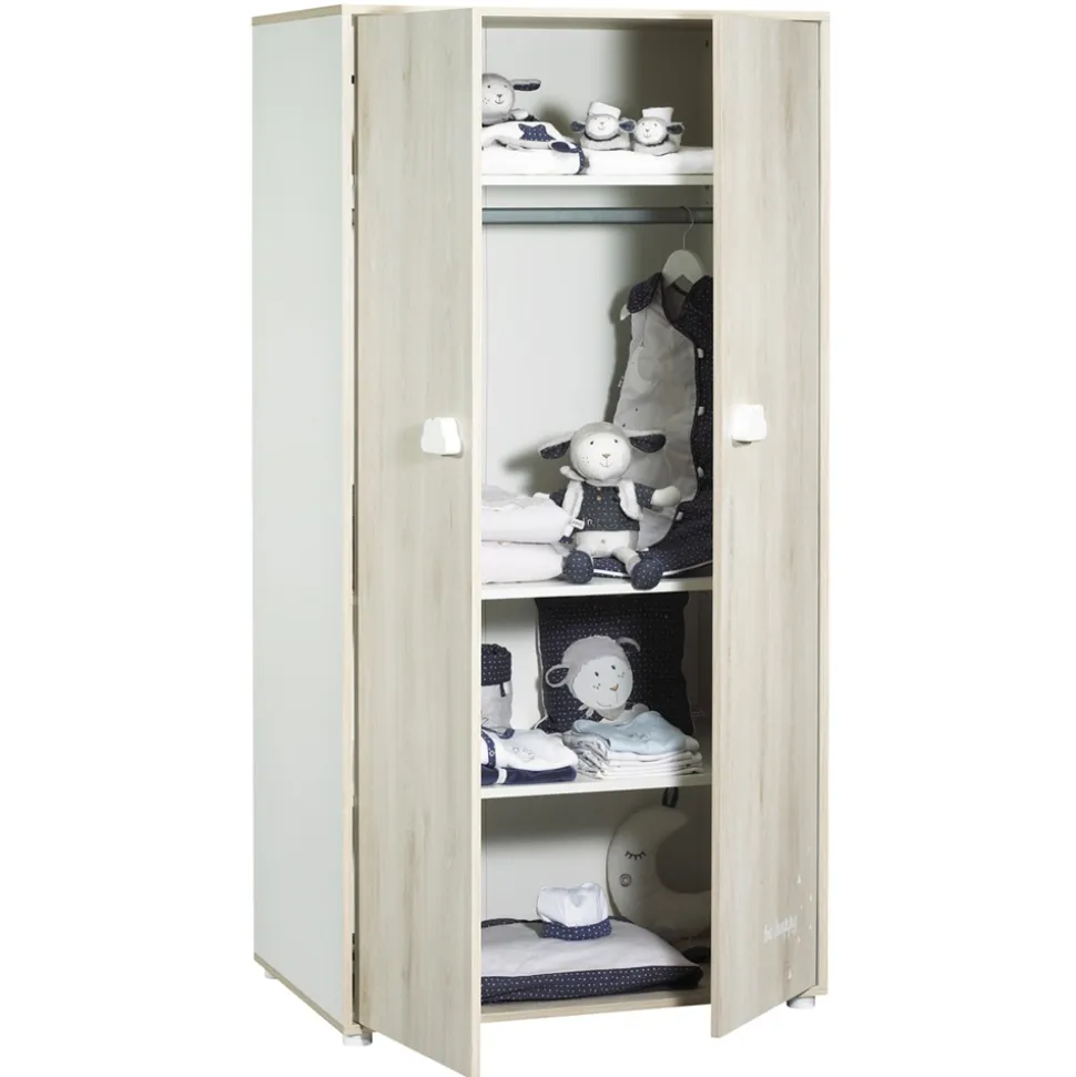 Armoire chambre bébé 2 porte smile hêtre cendré