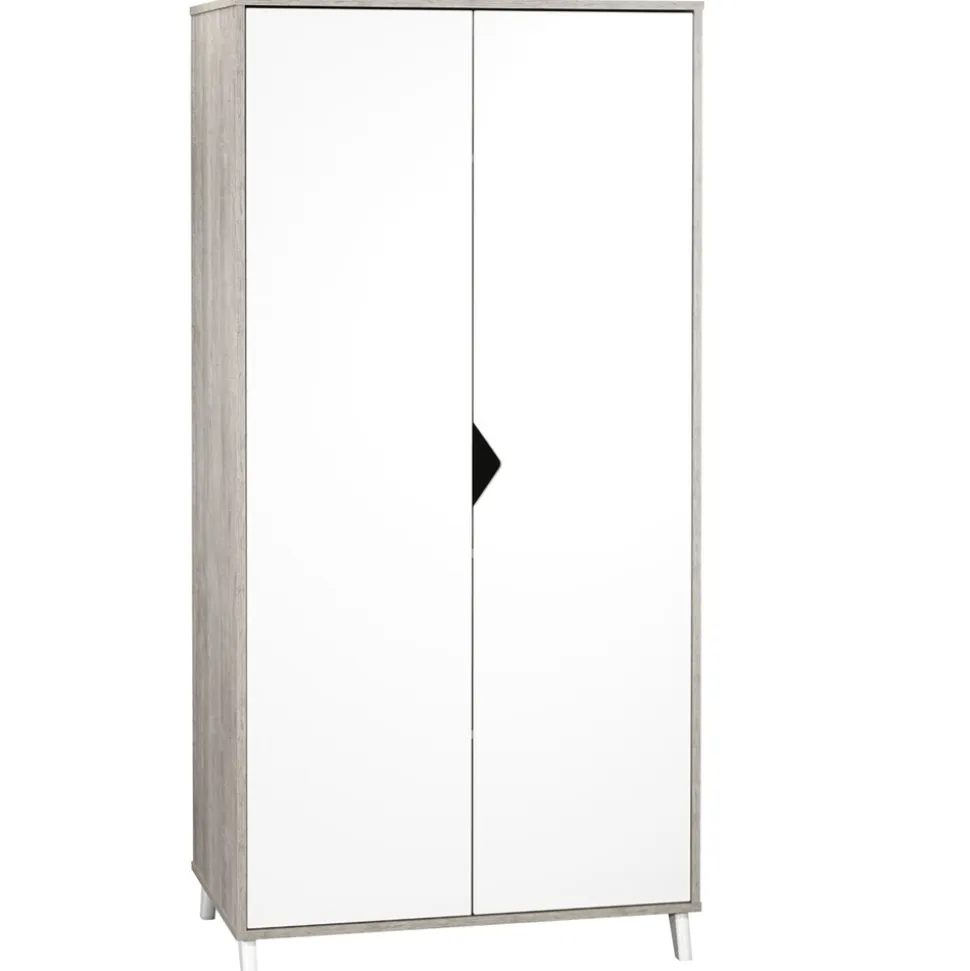 Armoire chambre bébé 2 portes scandi gris