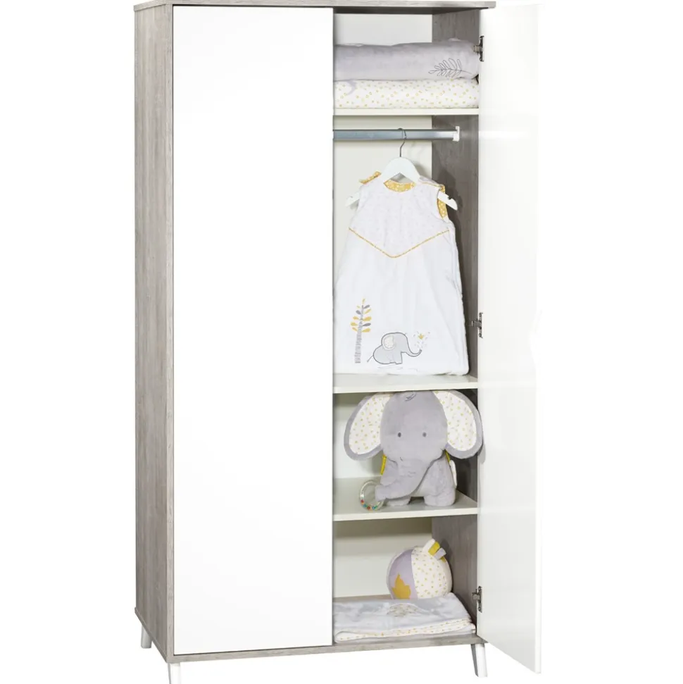 Armoire chambre bébé 2 portes scandi gris