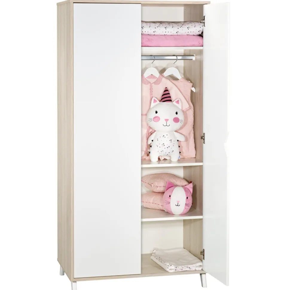 Armoire chambre bébé 2 portes scandi naturel