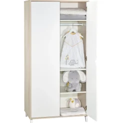 Armoire chambre bébé 2 portes scandi naturel