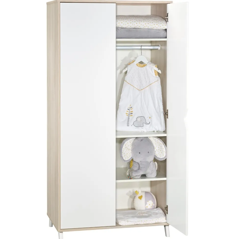 Armoire chambre bébé 2 portes scandi naturel