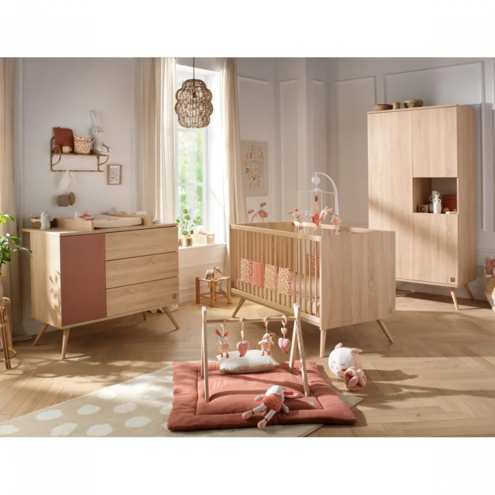 Armoire 1 gde et 2 petites portes bois seventies