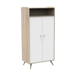 Armoire 2 portes et 1 niche access bois blanc