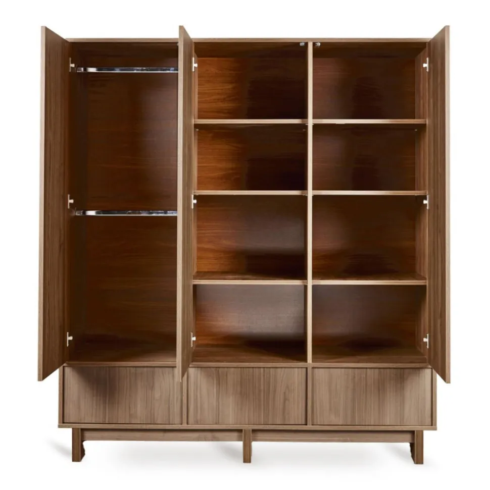 Armoire xl avec 3 portes et 3 tiroirs kyo - walnut