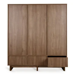 Armoire xl avec 3 portes et 3 tiroirs kyo - walnut
