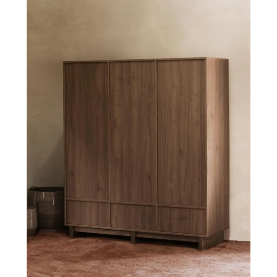 Armoire xl avec 3 portes et 3 tiroirs kyo - walnut