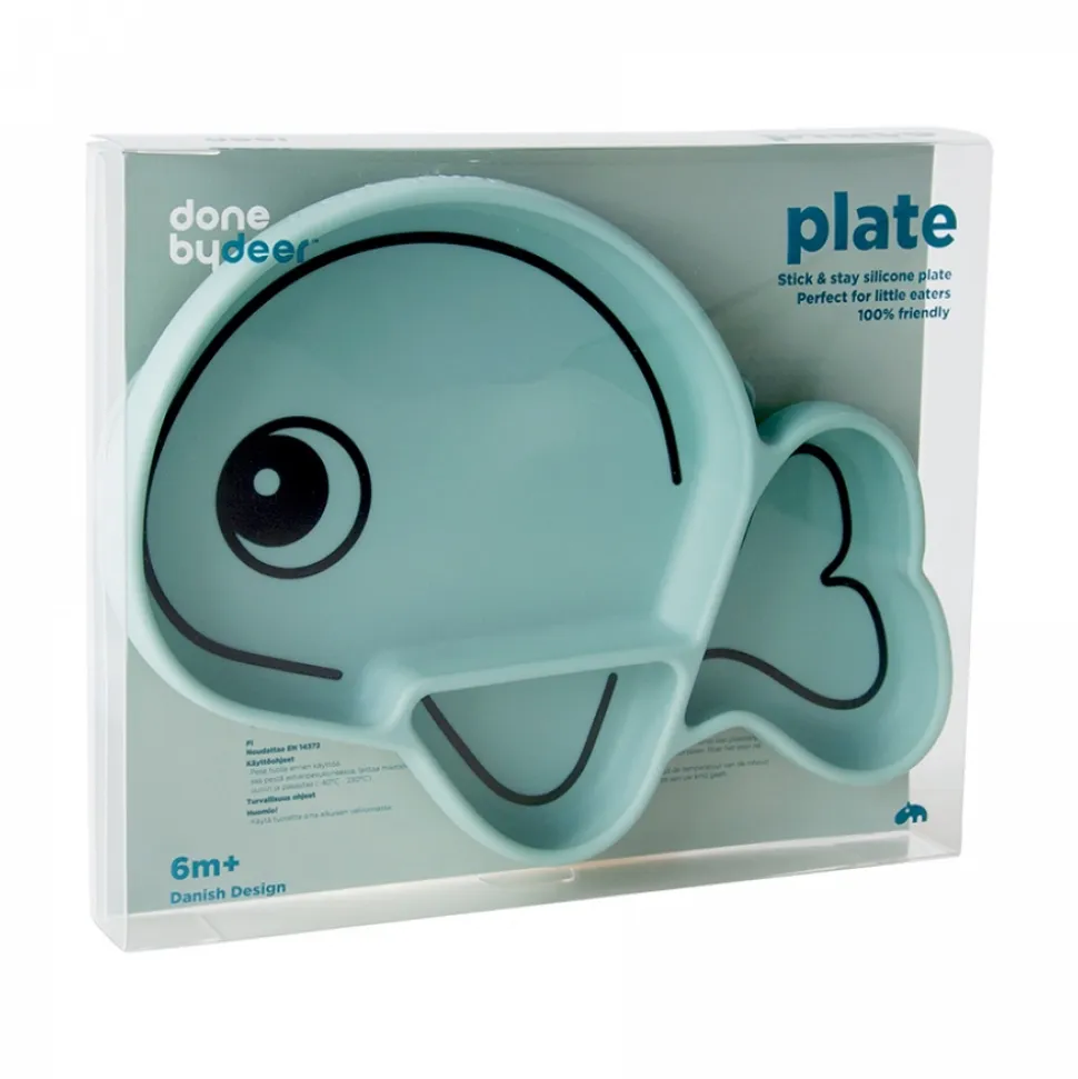 Assiette antidérapante en silicone wally bleu