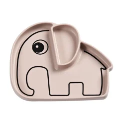 Assiette antidérapante en silicone elphee rose poudré