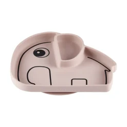 Assiette antidérapante en silicone elphee rose poudré