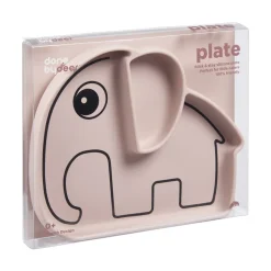 Assiette antidérapante en silicone elphee rose poudré