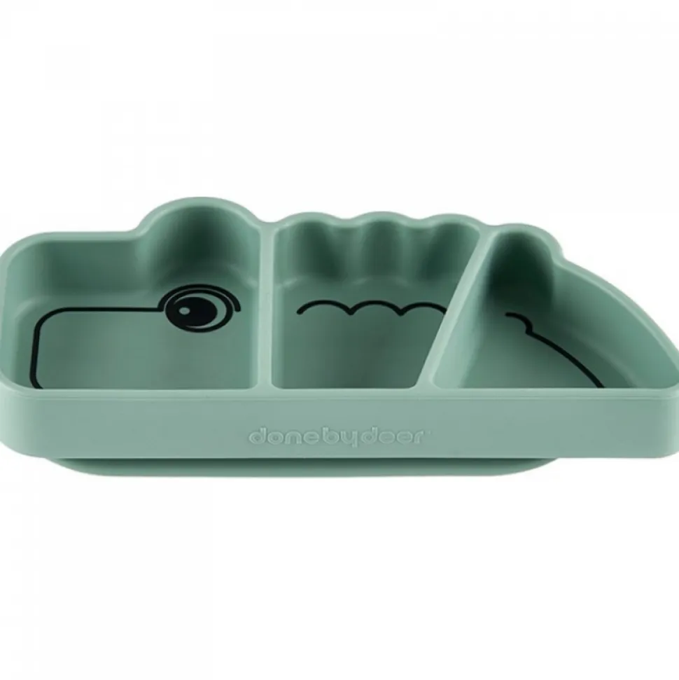 Assiette antidérapante en silicone croco green