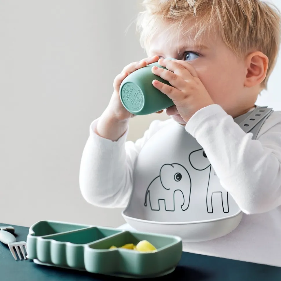 Assiette antidérapante en silicone croco green