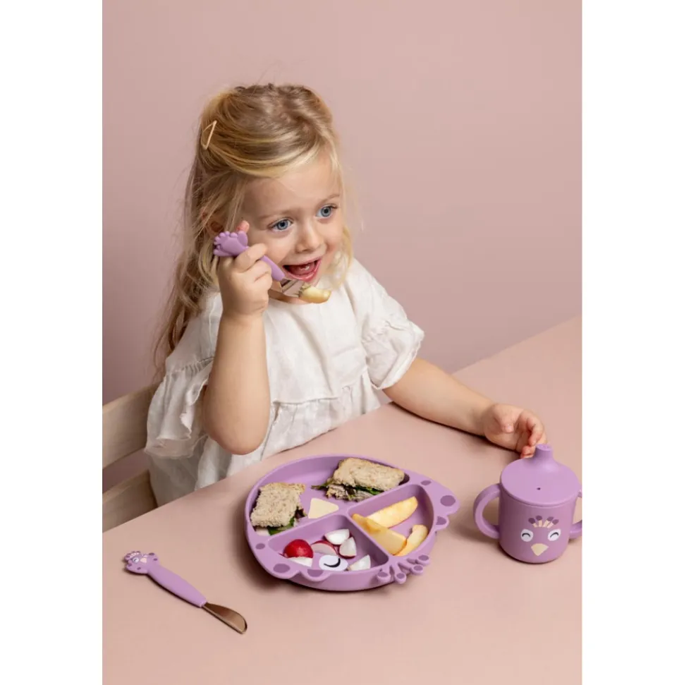 Assiette avec ventouse en silicone et compartiments - mrs. peacock