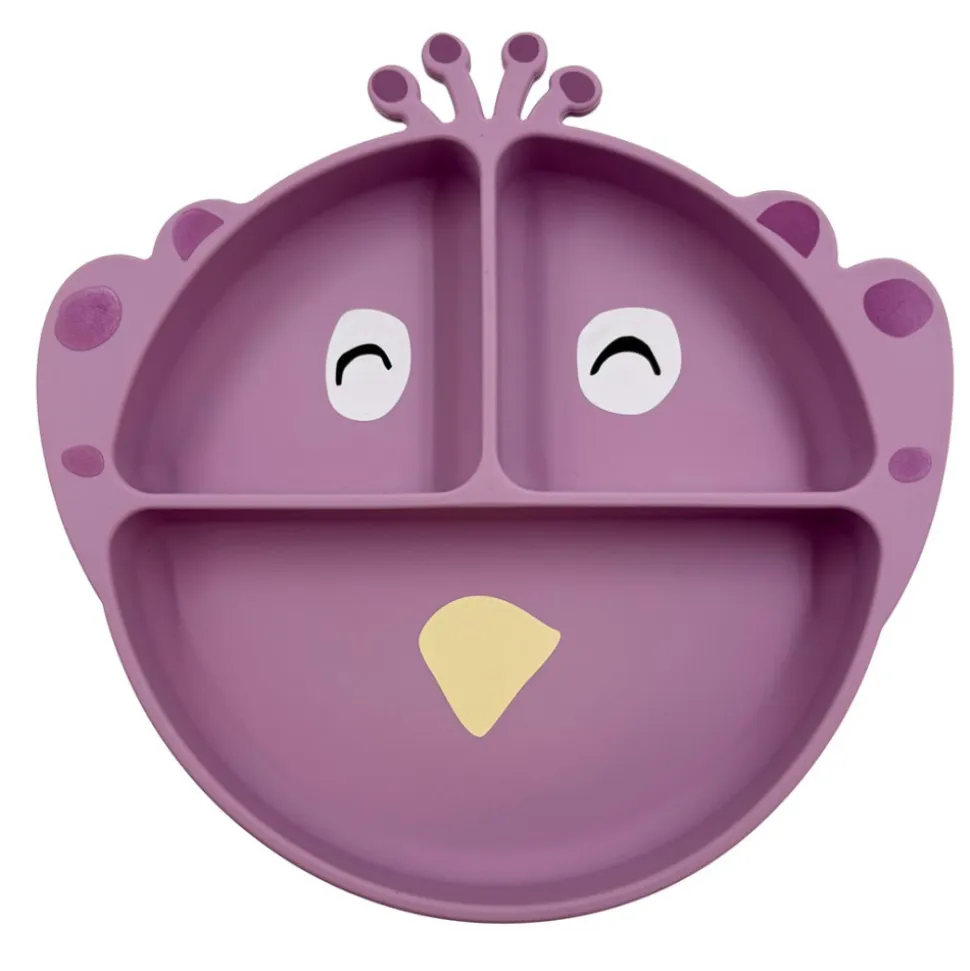 Assiette avec ventouse en silicone et compartiments - mrs. peacock