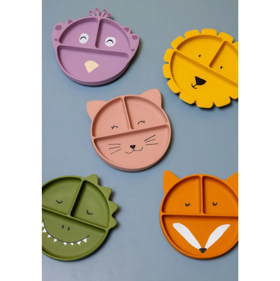 Assiette avec ventouse en silicone et compartiments - mrs. peacock