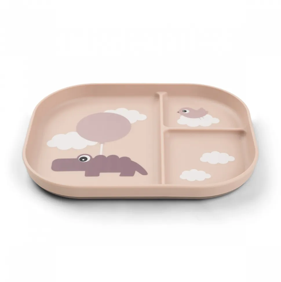 Assiette compartimentée foodie happy clouds rose