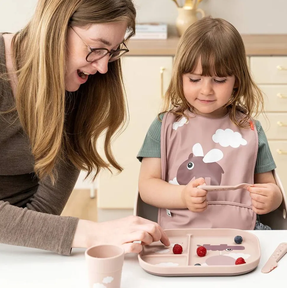 Assiette compartimentée foodie happy clouds rose