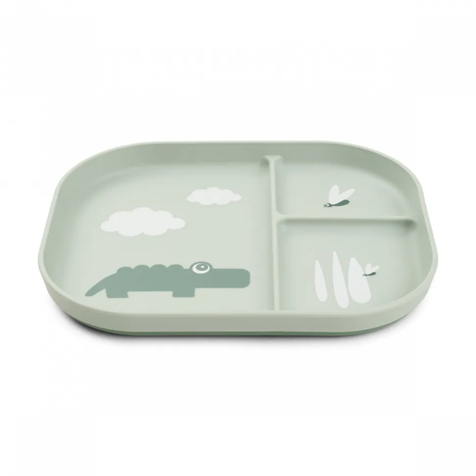 Assiette compartimentée foodie croco vert