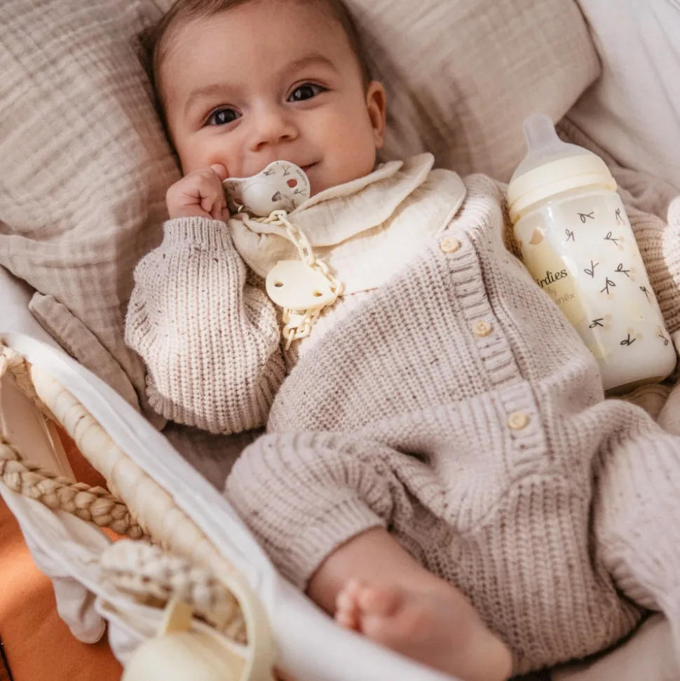 Attache sucette bébé chaîne birdies beige