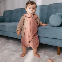 Attache sucette bébé chaîne birdies rose