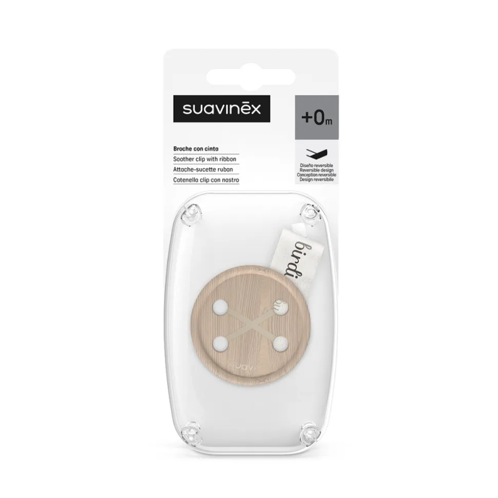 Attache sucette bébé ruban birdies beige
