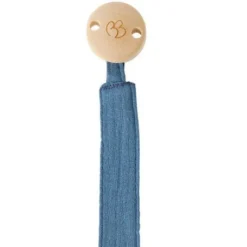 Attache-sucette gaze de coton pierre bleue