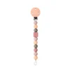 Attache sucette silicone pêche rose et brique