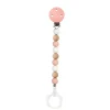 Attache sucette silicone rose blanc beige