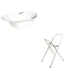Baignoire bébé blanche avec vidange + grand support de baignoire