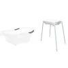 Baignoire bébé blanche pailletée translucide avec vidange + support de baignoire