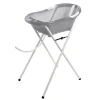 Baignoire bébé grise avec vidange + grand support de baignoire