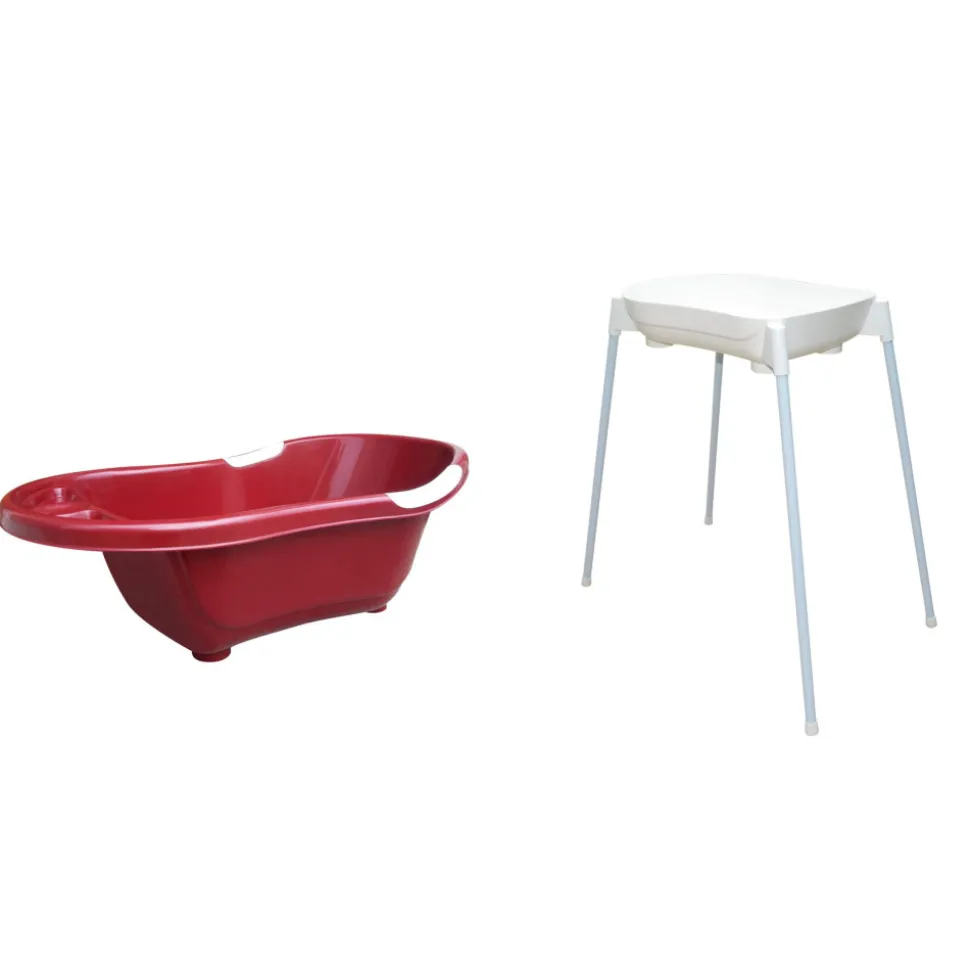 Baignoire bébé marsala avec vidange + support de baignoire