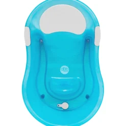 Baignoire bébé 0-6 mois + transat intégré turquoise translucide