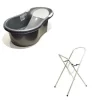Baignoire 0-6 mois argentée avec transat intégré + petit support de baignoire