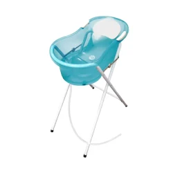 Baignoire 0-6 mois turquoise translucide avec transat intégré + petit support de baignoire