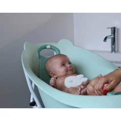 Baignoire ourson vert sauge + support de baignoire
