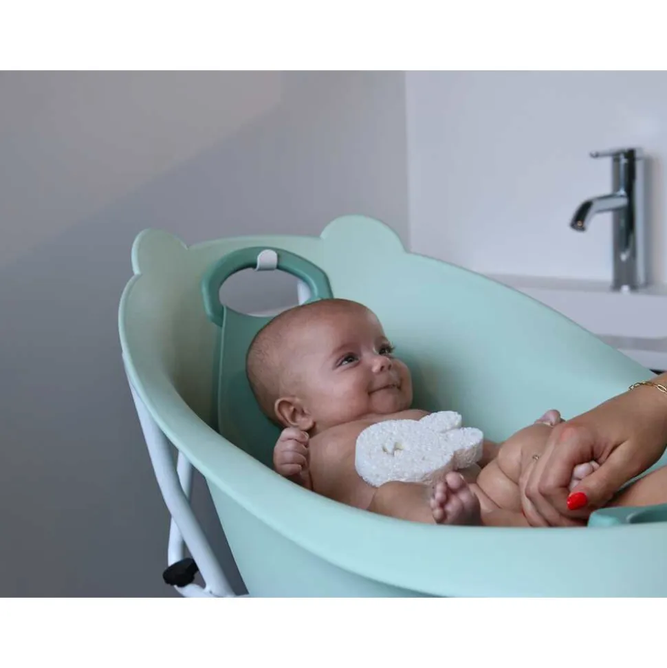 Baignoire ourson vert sauge + support de baignoire