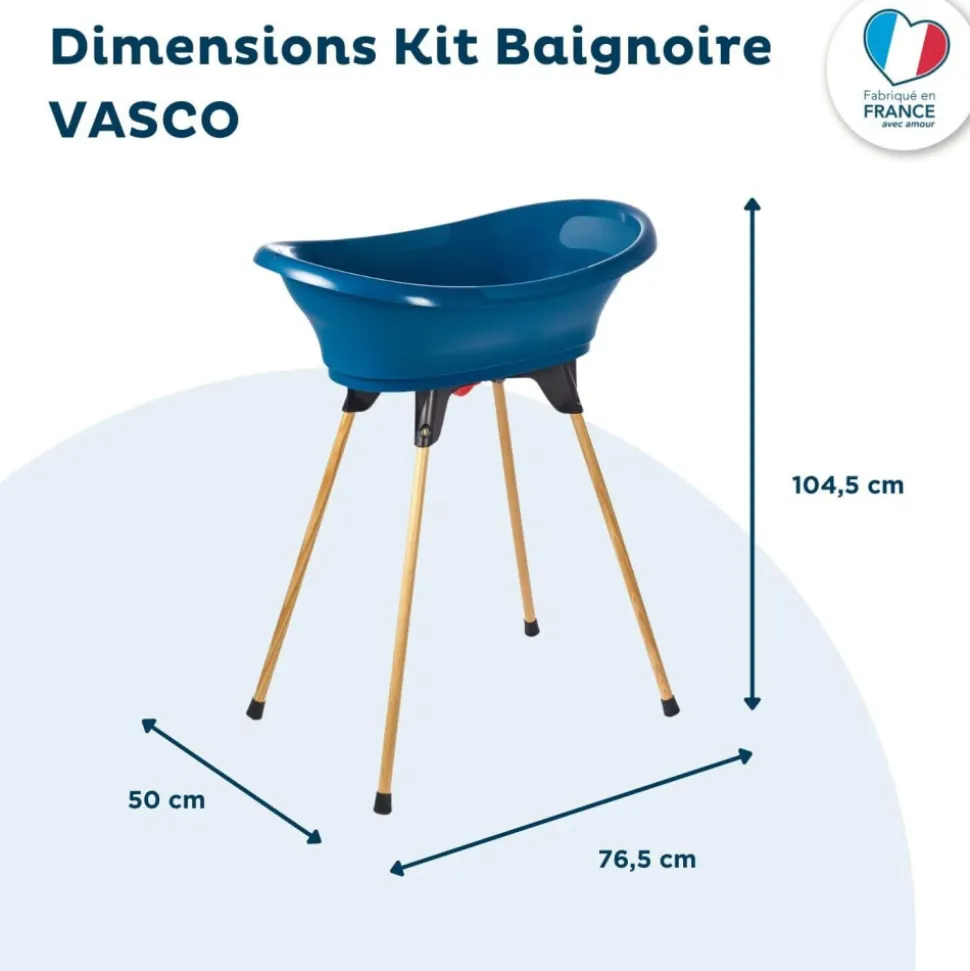 Baignoire vasco avec pied et tuyau bleu océan