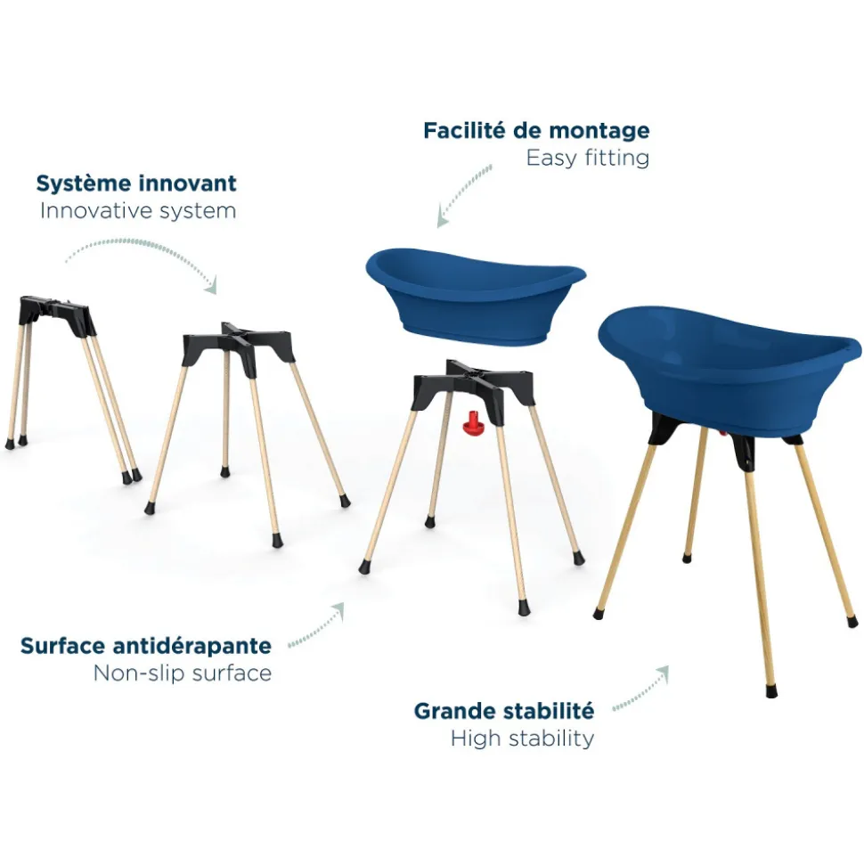 Baignoire vasco avec pied et tuyau bleu océan