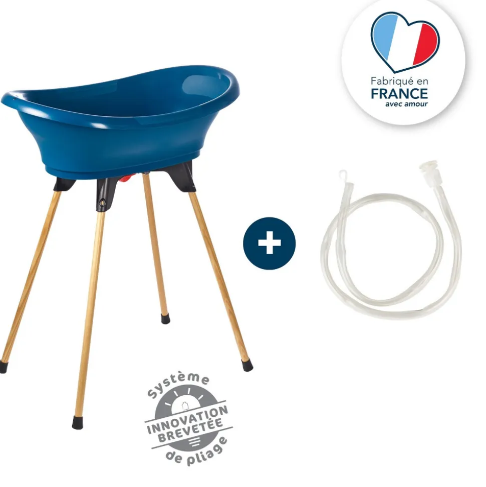 Baignoire vasco avec pied et tuyau bleu océan