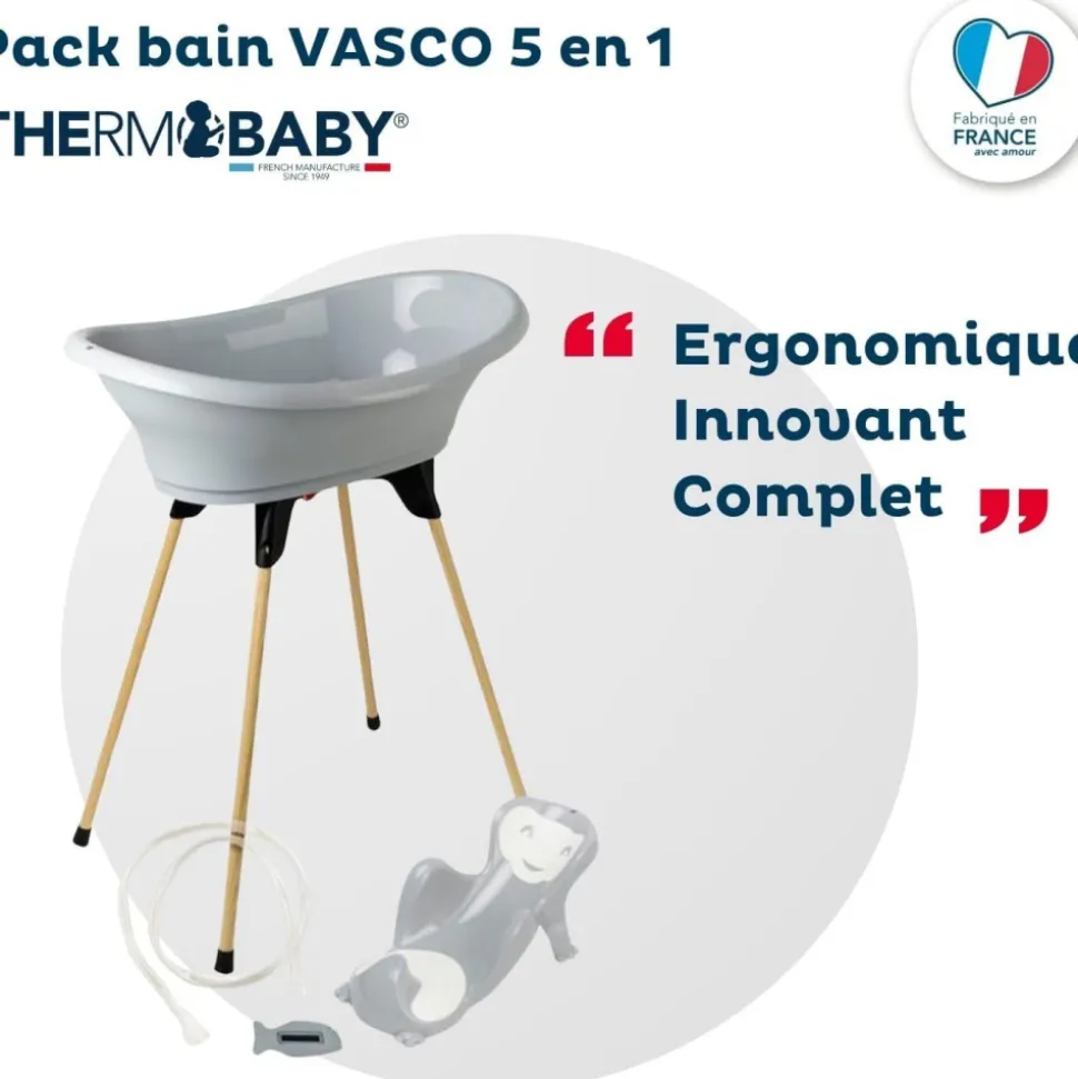Baignoire vasco 5 en 1 - gris velours