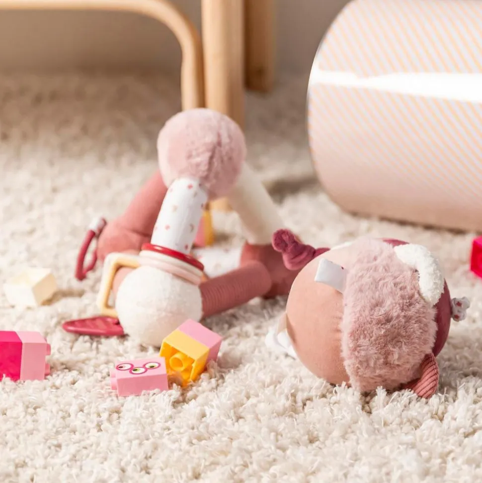 Balle d'éveil velours rose poudré lapidou