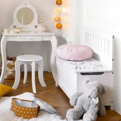 Banc avec coffre à jouet blanc