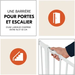 Barrière d'escalier clear step 2 avec extension +21 cm white